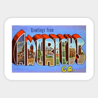 Greetings from Americus, Georgia - Vintage Large Letter Postcard Sticker